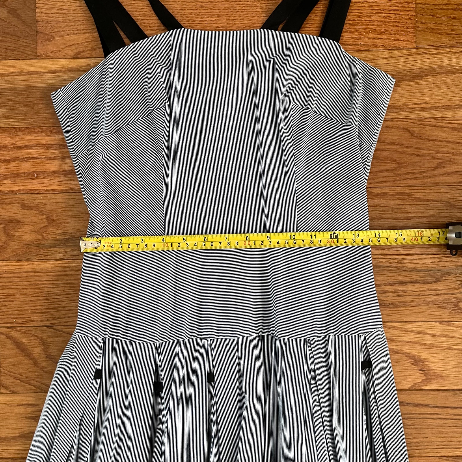 Olympia Le-Tan Queen Mary Dress Womens Us 8 Fr 38 Navy White Stripe Retro Midi — image 8 of 8